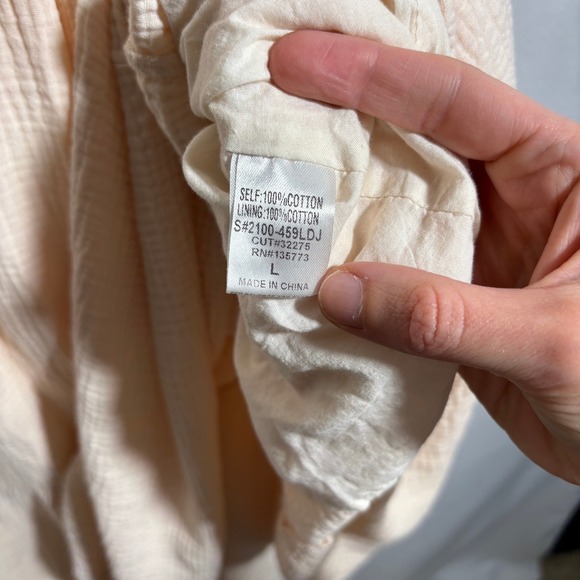 Worth Collective Cotton Gauze Maxi Dress Tiered Cottage Core Bump Friendly L - Picture 5 of 9